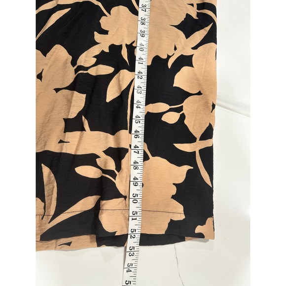 NWT A New Day 1X Black Tan Floral Print Square Neck Midi Dress Tie Back - Picture 7 of 7